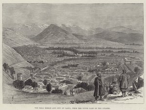 Bala Hissar og byen Cabul, fra den øvre delen av citadellet av Thomas Harrington Wilson