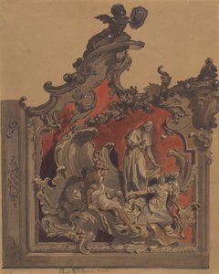 School of St. Rocco, Venezia, Studie av buet dekorasjon av Thomas Hartley Cromek