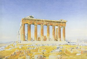 The Parthenon, ca. 1834 (wc over blyant på papir)