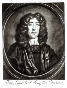 Portrett av Titus Oates (1649-1705) gravert av R. Thompson av Thomas Hawker