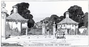 Inngang til Brooklandwood, Baltimore, USA, fra Thomas Mawsons "The Art and Craft of Garden Making"