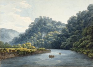Goodrich Castle on the Wye (wc, penn og blekk, kritt og blyant på papir) av Thomas Hearne
