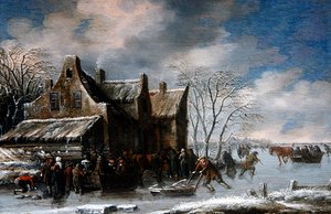 Et vinterlandskap (olje på panel)