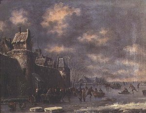 Vinterlandskap med figurer av Thomas Heeremans