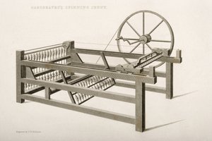 The Spinning Jenny, oppfunnet av James Hargreaves i 1764, 1835 av Thomas Henry Nicholson