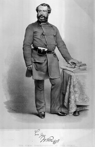 Portrett av W.H. Russell (1820-1907) The Times Correspondent in the Crimea, med en faksimile av autografen hans, utgitt i 1855
