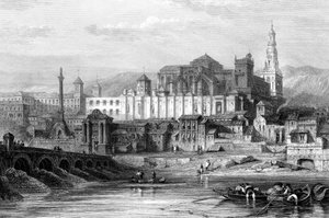 Stor moske og fangehullet til inkvisisjonen, Cordoba, Spania, 1800-tallet.