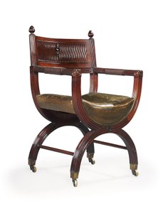 Sen viktoriansk mahogni X-Frame lenestol, tilskrevet Marsh, Jones & Cribb, etter et design av Thomas Hope, ca. 1880 (mahogni)