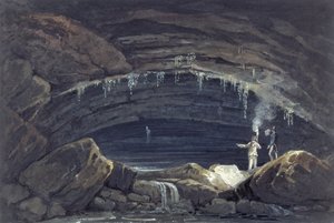 Åpning av hulen ved Porth yr Ogof (akvarell på papir)