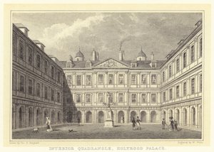 Interiør Quadrangle, Holyrood Palace (gravering) av Thomas Hosmer (after) Shepherd