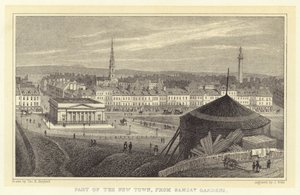 En del av den nye byen, fra Ramsay Gardens (gravering) av Thomas Hosmer (after) Shepherd