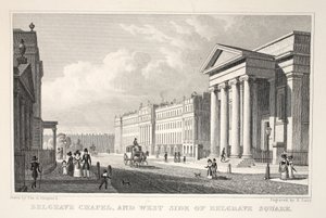 Belgrave Chapel og West Side of Belgrave Square, fra puben 