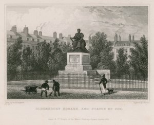 Bloomsbury Square, og statuen av Fox av Thomas Hosmer Shepherd
