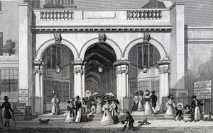 Burlington Arcade, Picadilly, gravert av William Tombleson, 1828 av Thomas Hosmer Shepherd