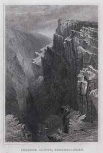 Cheddar Cliffs, Somersetshire (gravering) av Thomas Hosmer Shepherd
