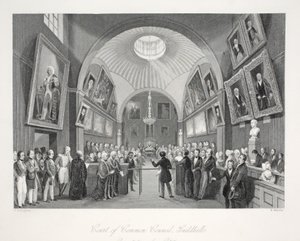 Court of Common Council, Guildhall, fra puben 'London Interiors with their Costumes and Ceremonies'. Joseph Mead, London, ca. 1843 (stålgravering) av Thomas Hosmer Shepherd