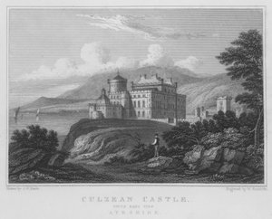 Culzean Castle, South East View, Ayrshire (gravering) av Thomas Hosmer Shepherd