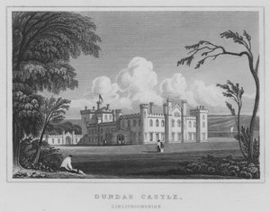 Dundas Castle, Linlithgowshire (gravering) av Thomas Hosmer Shepherd