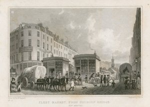 Fleet Market fra Holborn Bridge (nå fjernet) av Thomas Hosmer Shepherd