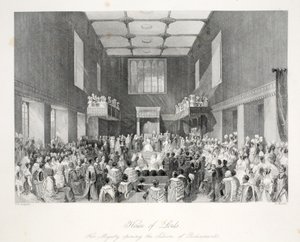 House of Lords, fra puben 'London Interiors with their Costumes and Ceremonies'. Joseph Mead, London, ca. 1843 (stålgravering) av Thomas Hosmer Shepherd