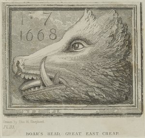 Innskilt fra Boars Head Tavern i Eastcheap, ca. 1850