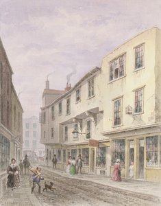 Gammelt hus ved inngangen til Leather Lane, 1857 av Thomas Hosmer Shepherd