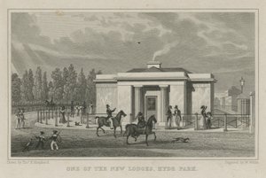En av de nye hyttene, Hyde Park, London av Thomas Hosmer Shepherd