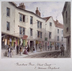 Sannsynligvis en utsikt over Holywell Street, Westminster, London, c1850 av Thomas Hosmer Shepherd