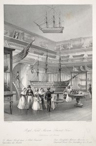 Royal Naval Museum, Somerset House, fra puben 'London Interiors with their Costumes and Ceremonies'. Joseph Mead, London, ca. 1843 (stålgravering) av Thomas Hosmer Shepherd