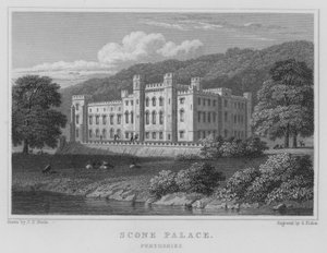 Scone Palace, Perthshire (gravering) av Thomas Hosmer Shepherd