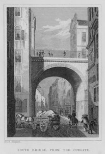 South Bridge, fra Cowgate (gravering) av Thomas Hosmer Shepherd