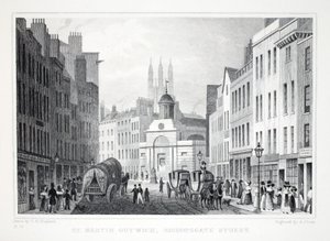 St Martin Outwich, Bishopsgate Street, fra London og dets omgivelser i puben fra det nittende århundre. Jones und Co., 1827-1829 av Thomas Hosmer Shepherd