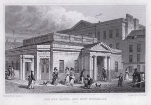 The Hot Baths og New Infirmary, Bath (gravering) av Thomas Hosmer Shepherd
