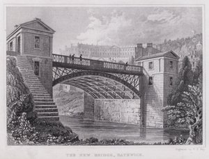 The New Bridge, Bathwick (gravering) av Thomas Hosmer Shepherd