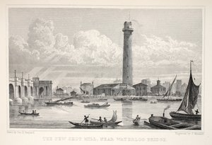 The New Shot Mill, nær Waterloo Bridge, fra puben 'London and it's Environs in the Nineteenth Century'. Jones und Co., 1827-1829 av Thomas Hosmer Shepherd