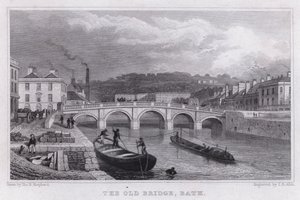 Den gamle broen, Bath (gravering) av Thomas Hosmer Shepherd