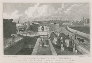 Den doble låsen og østinngangen til Islington-tunnelen av Thomas Hosmer Shepherd