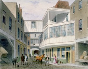 Utsikt over Cross Keys Tavern, Wood Street, City of London, c1850. av Thomas Hosmer Shepherd