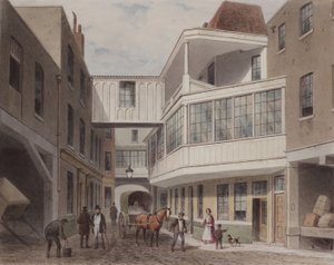 Utsikt over Cross Keys Tavern, Wood Street, ca. 1850 (wc på papir) av Thomas Hosmer Shepherd