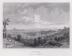 Wells, Somersetshire (gravering) av Thomas Hosmer Shepherd