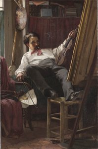 Selvportrett av kunstneren i hans studio av Thomas Hovenden