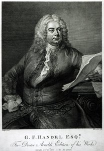 George Frederick Handel (1685-1759), gravert av William Bromley (1769-1842), for doktor Arnolds utgave av hans (Handels) verk, pub. 1789 av Thomas Hudson
