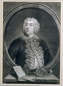 Portrett av Francesco Bernardi Senesino, en siennesisk kastrat, gravert av Alexander van Haecken (1701-58), 1735 av Thomas Hudson