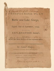 En projeksjonsplan for slaget utkjempet nær Lake George. Tekst (del B) av Samuel Blodgett av Thomas Johnston