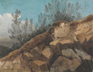 Study of Rocks, nær Pencerrig, Wales av Thomas Jones