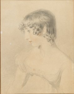 Bysteportrett av Susan Bloxam, vendt i profil til venstre, 1818 av Thomas Lawrence