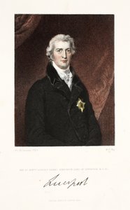 Høyre ærede Robert Banks Jenkinson, jarl av Liverpool, K.G. og C., pub. 1830 (håndfarget gravering) av Thomas Lawrence