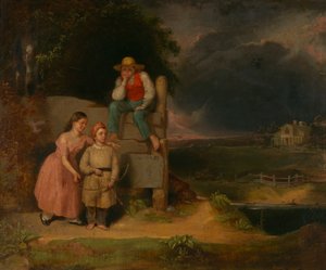 Barn i en storm, ca. 1830.