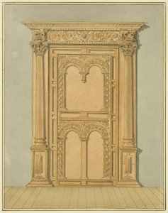 Carved Oak Doorway, 6 Redcliffe Street (akvarell på papir) av Thomas Leeson the Elder Rowbotham