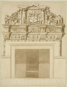 Skorsteinsstykke datert 1729, ved 139 Redcliffe Street (akvarell på papir) av Thomas Leeson the Elder Rowbotham
